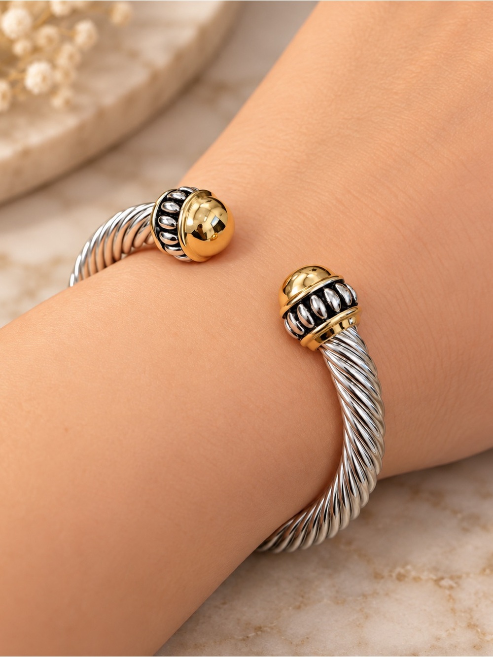 Open Cuff Twisted Cable Bracelet